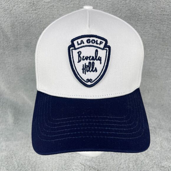 LA GOLF Beverly Hills Shield Patch Hat Cap White Navy Snapback